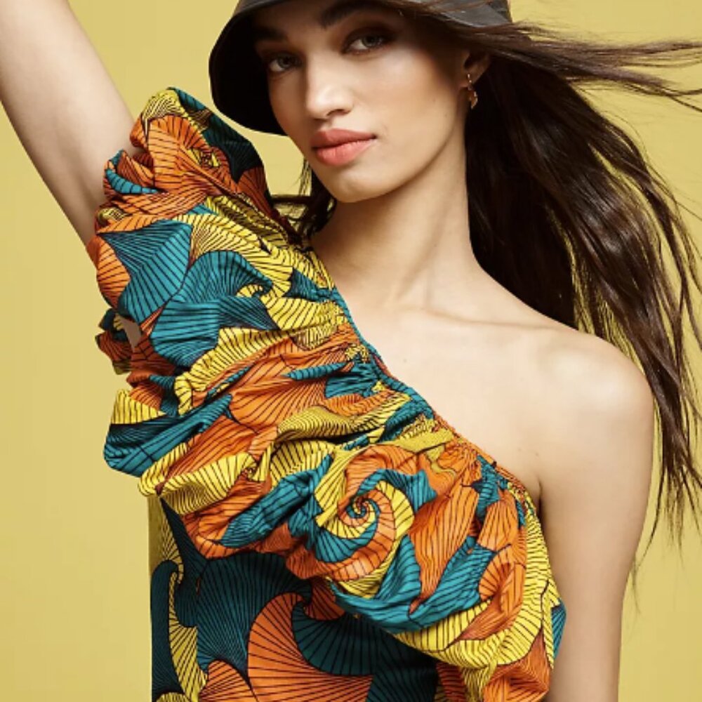 SIKA One-Shoulder Printed Maxi Dress